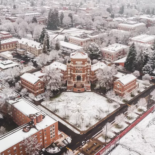 Weatherford Hall in the winter